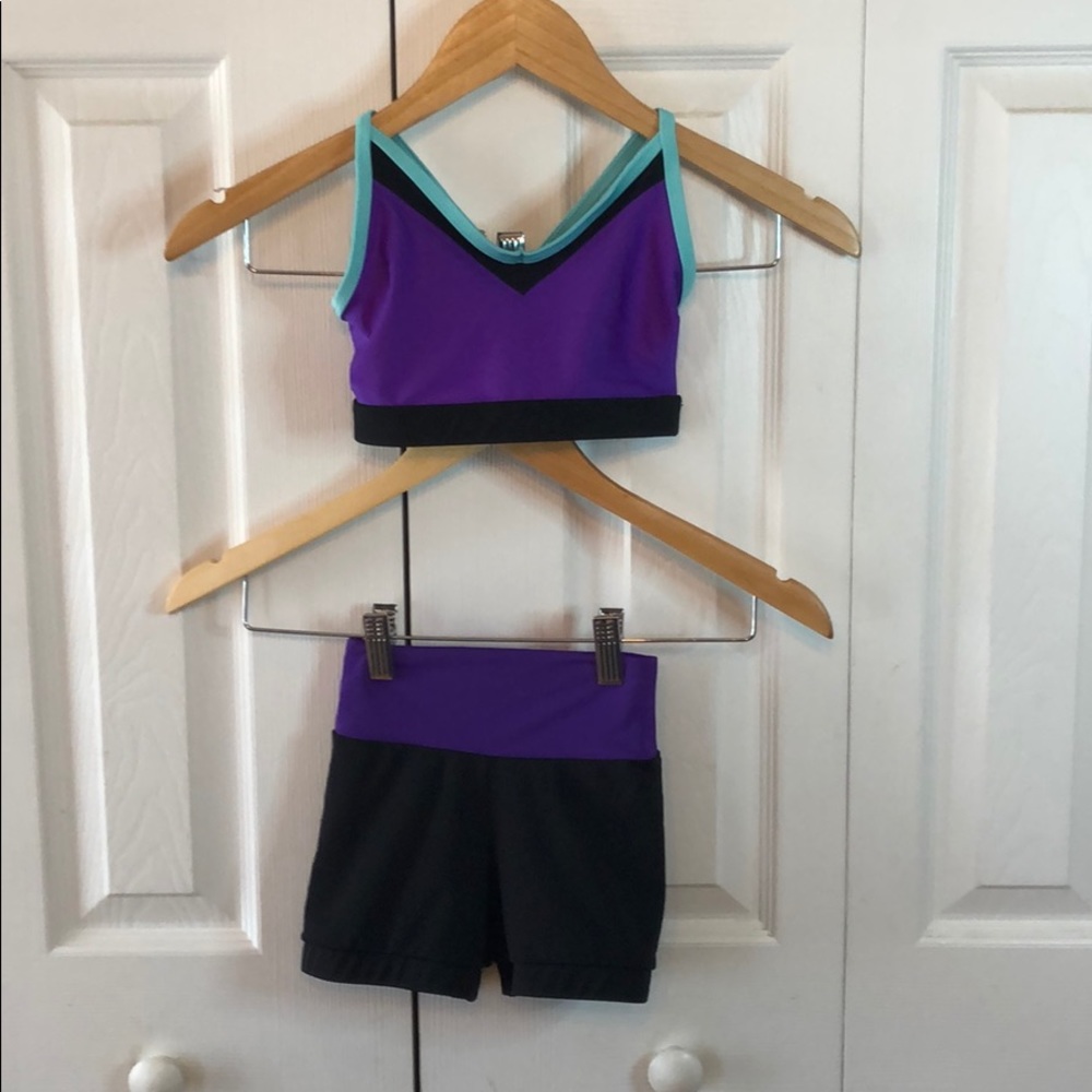 Purple black and teal dance set